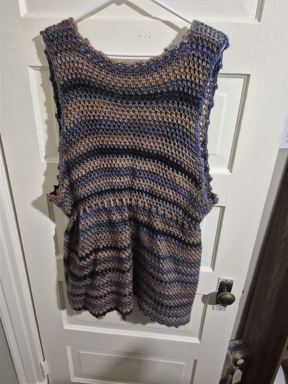 Handmade Crochet Wool Blend Boho Tie Front Vest Earth Tone 23 Ptp - Picture 4 of 5